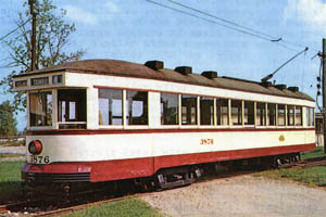 Cream and red trolley 3876