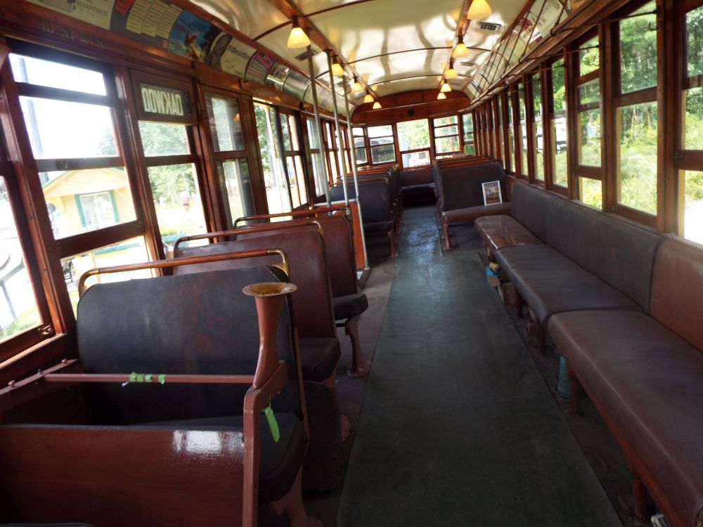 Red trolley interior back from front