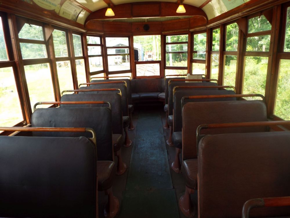 Red trolley interior back from center