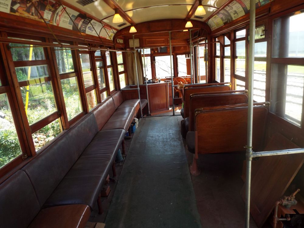 Red trolley interior forward  from center