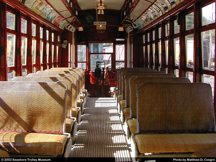 Orange trolley interior seating