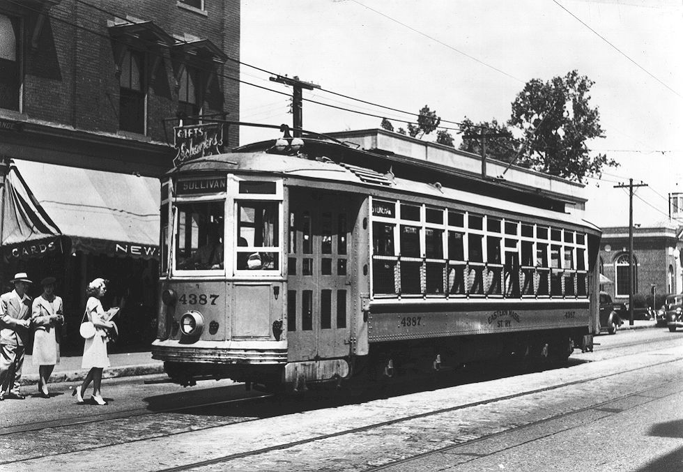 Orange trolley historic photo