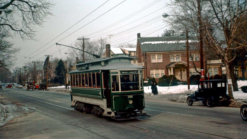 Small green trolley as movie star