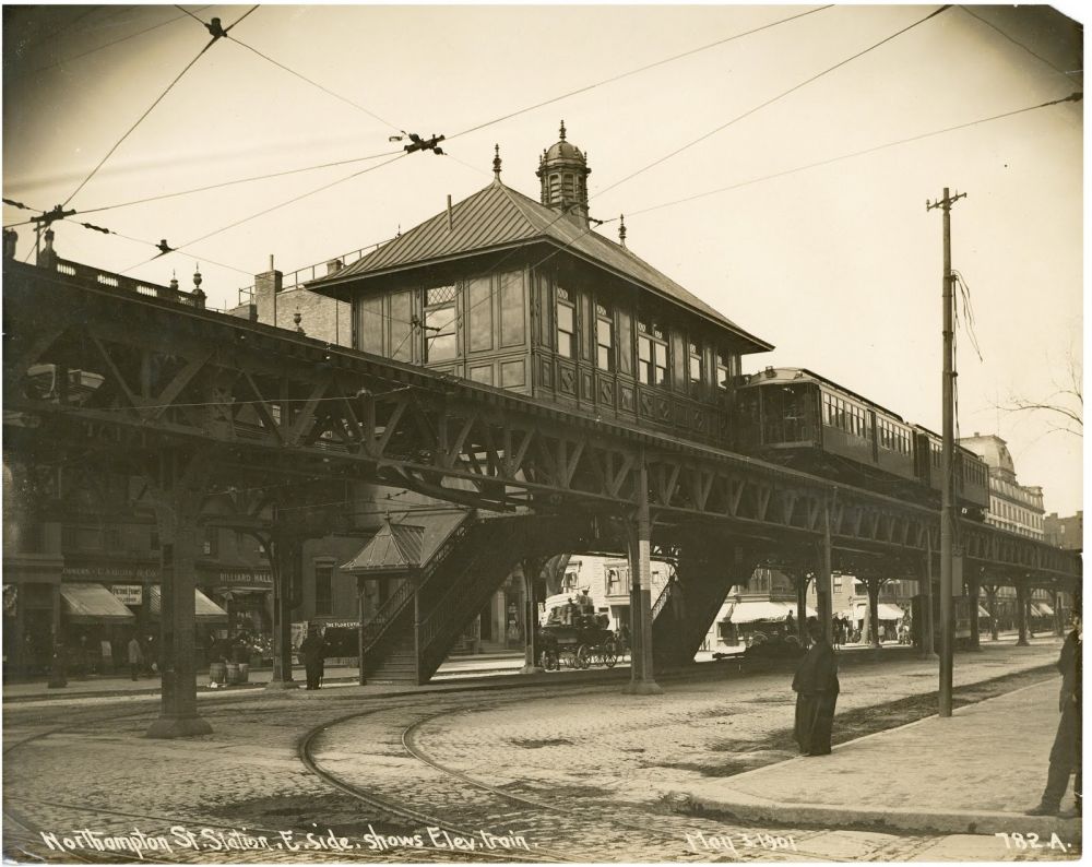 Northampton Elevated Station from Boston historic picture