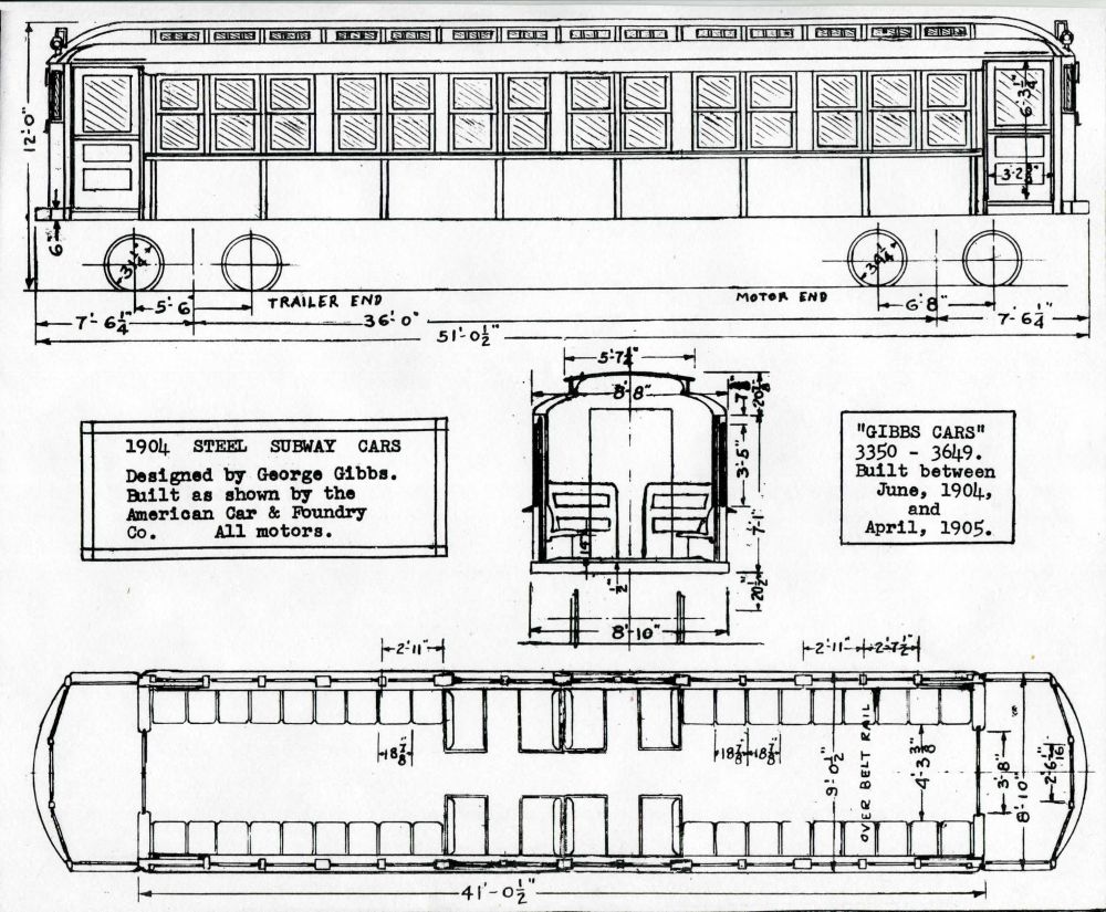Side elecation and interior drawings of car 3352