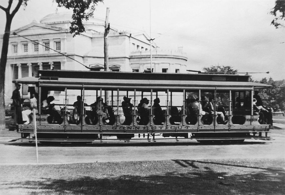 Yellow trolley 303 historic photo