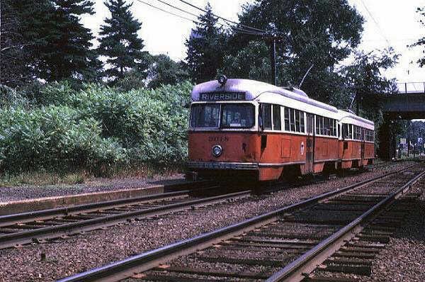 Orange trolley 3019 historic photo