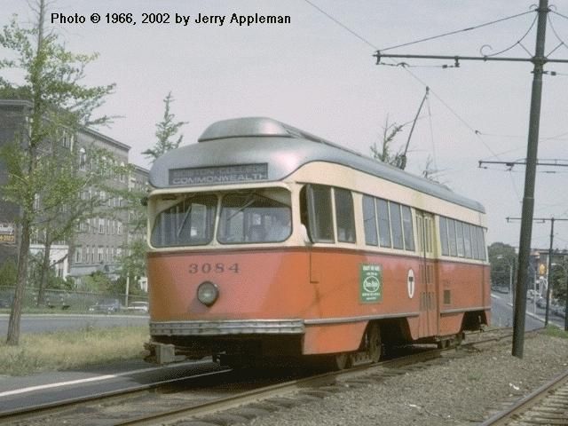 Orange trolley 3083 historic photo