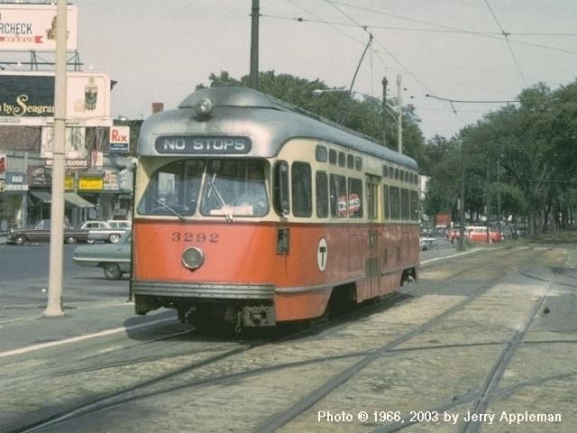 Green trolley 3292 historic photo