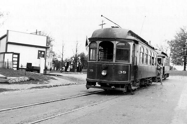 Green trolley 38 historic photo
