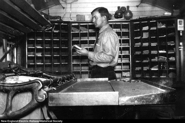 US Mail Trolley interior historic photo