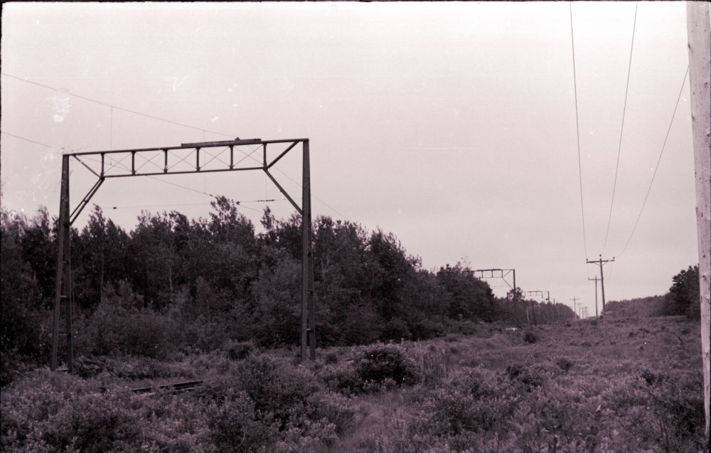 Catenary towers on Maine Line